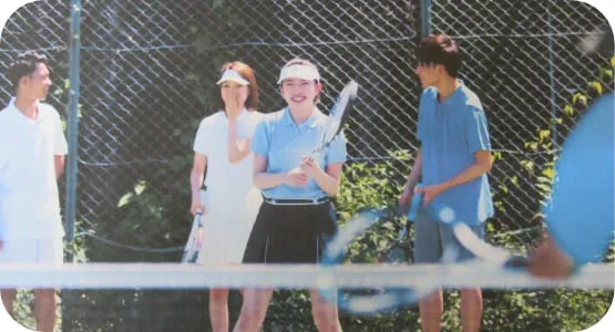 Tennis players on court